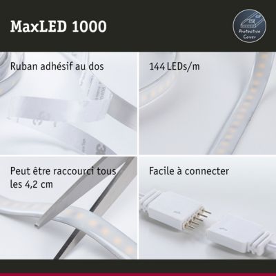 MaxLED 1000 Strip LED Extension 1m Blanc chaud revêtue 12W 1100lm/m 2700K