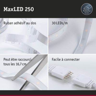 MaxLED 250 Strip LED Kit de base 1,5m Tunable White 1,5m revêtue IP44 5,5W 270lm/m 30 LEDs/m Tunable White 24VA