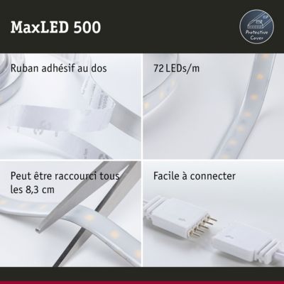 MaxLED 500 Strip LED bande individuelle 2,5m RGBW revêtue 30W 500lm/m RGBW+