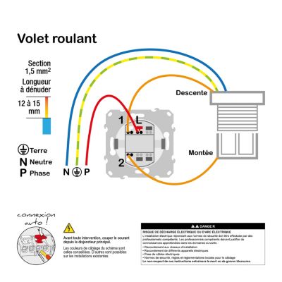 Mécanisme commande volet roulant 3 boutons Schneider Electric Odace blanc