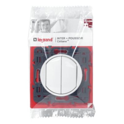 Mécanisme de poussoir + va-et-vient Legrand Céliane 6A blanc