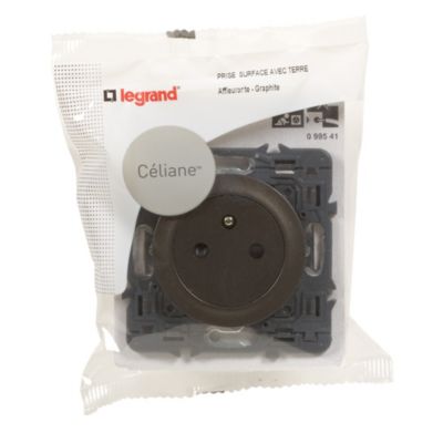 Mécanisme de prise 2 pôles+terre Legrand Céliane graphite