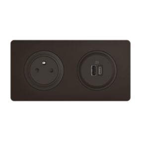 Mécanisme de prise avec terre et double prise USB-A/C Legrand Céliane noir