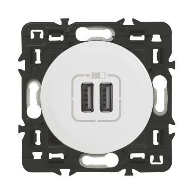 Mécanisme de prise double chargeur USB Legrand Céliane blanc