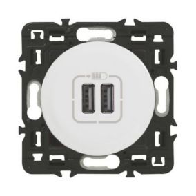 Mécanisme de prise double chargeur USB Legrand Céliane blanc