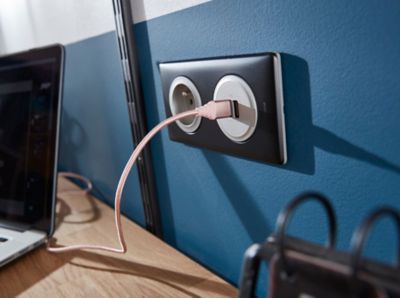 Mécanisme de prise double chargeur USB Legrand Céliane titane