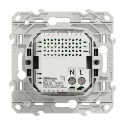 Mécanisme double chargeur usb A + C 12W Schneider Electric Odace aluminium