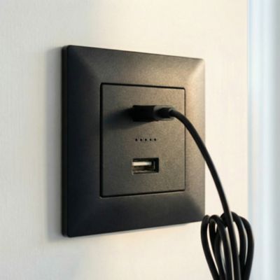 Mécanisme double prise USB Colours Kalya gris soft