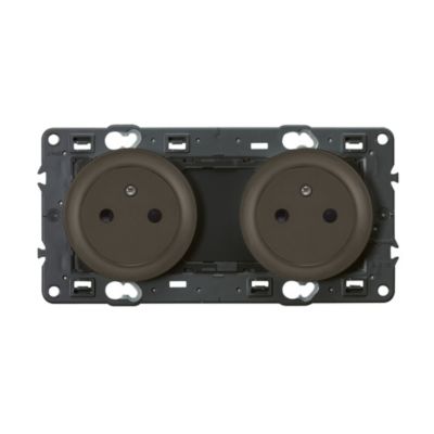 Mécanisme double prises 2 pôles+terre à surface lisse Legrand Céliane graphite