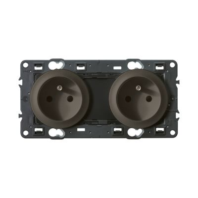 Mécanisme double prises 2 pôles+terre à surface lisse Legrand Céliane graphite