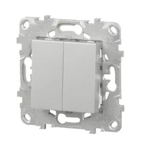 Mécanisme interrupteur double va-et-vient Schneider Electric Unica Déco aluminium
