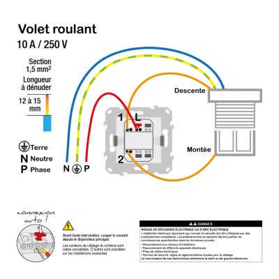 Mécanisme interrupteur va-et-vient de volet roulant Schneider Electric Unica Déco blanc