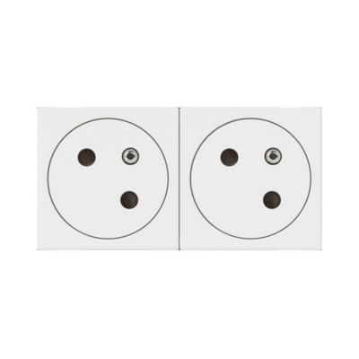 Mécanisme prise 2 pôles + terre Legrand Mosaïc blanc, 2 prises