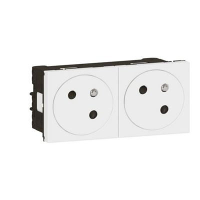 Mécanisme prise 2 pôles + terre Legrand Mosaïc blanc, 2 prises