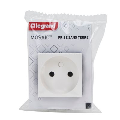 Mécanisme prise 2P simple 2 modules Legrand Mosaïc