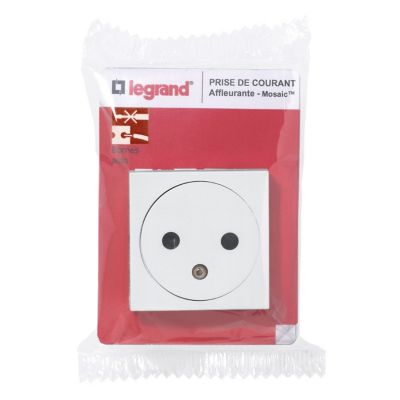 Mécanisme prise 2pôles+terre affleurante 2 modules Legrand Mosaïc