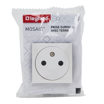 Mécanisme prise 2pôles+terre affleurante 2 modules Legrand Mosaïc