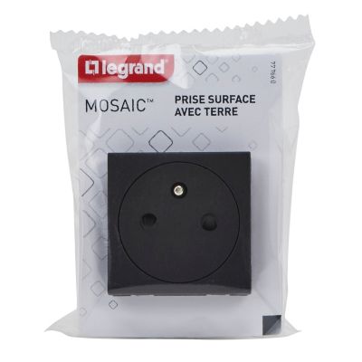 Mécanisme prise affleurante Legrand Mosaïc noir