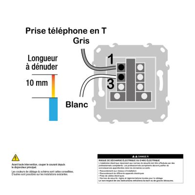 Mécanisme prise téléphone en T Schneider Electric Unica Déco blanc