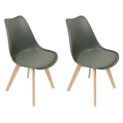 MEDALINE - Lot de 2 Chaises Scandinaves Kaki