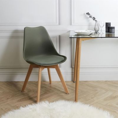 MEDALINE - Lot de 2 Chaises Scandinaves Kaki