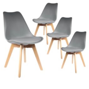 MEDALINE - Lot de 4 Chaises Scandinaves Grises