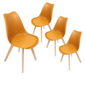 MEDALINE - Lot de 4 Chaises Scandinaves Jaunes