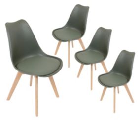 MEDALINE - Lot de 4 Chaises Scandinaves Kaki