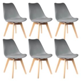 MEDALINE - Lot de 6 Chaises Scandinaves Grises