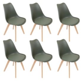 MEDALINE - Lot de 6 Chaises Scandinaves Kaki