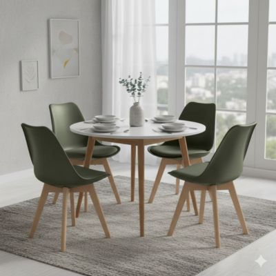MEDALINE - Lot de 6 Chaises Scandinaves Kaki
