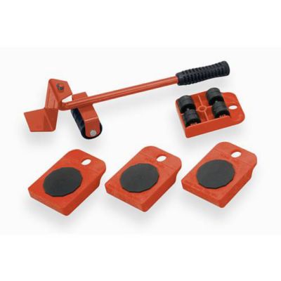 Meister Werkzeuge kit 5 pièces cales de levage et roulettes pour mobilier, acier rouge/noir, charge max 150 kg