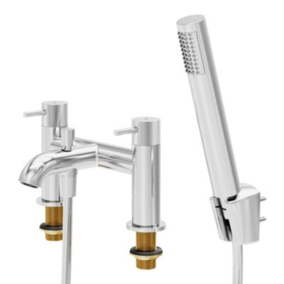 Mélangeur bain douche + douchette et flexible, chrome, GoodHome Owens
