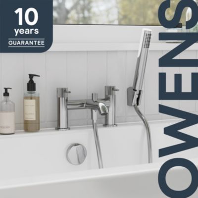Mélangeur bain douche + douchette et flexible, chrome, GoodHome Owens