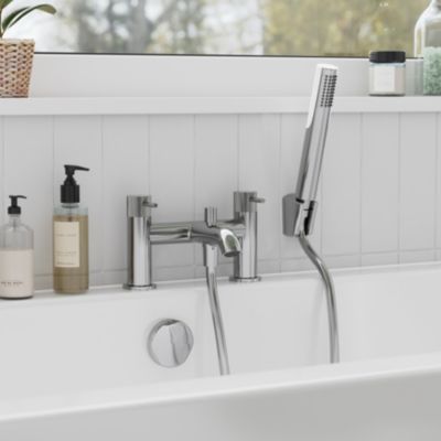 Mélangeur bain douche + douchette et flexible, chrome, GoodHome Owens