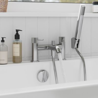 Mélangeur bain douche + douchette et flexible, chrome, GoodHome Owens