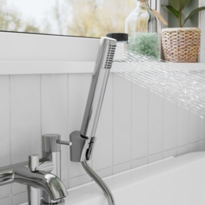 Mélangeur bain douche + douchette et flexible, chrome, GoodHome Owens