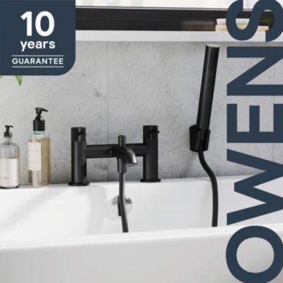 Mélangeur bain/douche + douchette et flexible, noir mat, GoodHome Owens
