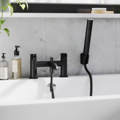 Mélangeur bain/douche + douchette et flexible, noir mat, GoodHome Owens