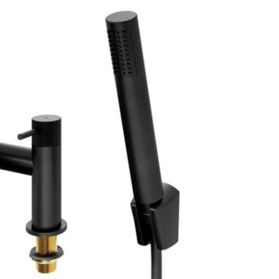 Mélangeur bain/douche + douchette et flexible, noir mat, GoodHome Owens