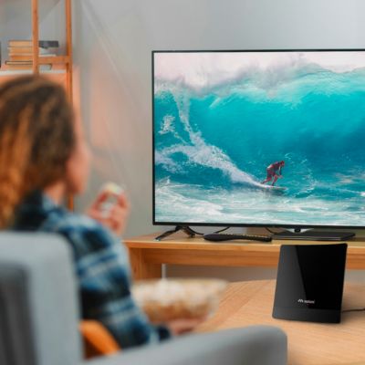 Meliconi - Antenne TV amplifiée d'intérieur AT52 R1 USB - Portée 30 kms - Signaux numériques DVBT/DVBT2 - Filtres 4G 5G