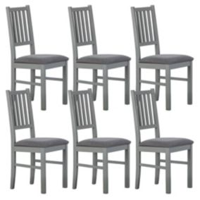 MELINA - Lot de 6 Chaises Bois Massif Gris