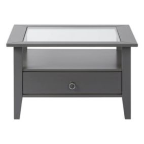 MELINA - Table Basse Carrée Bois Massif Laqué  Gris