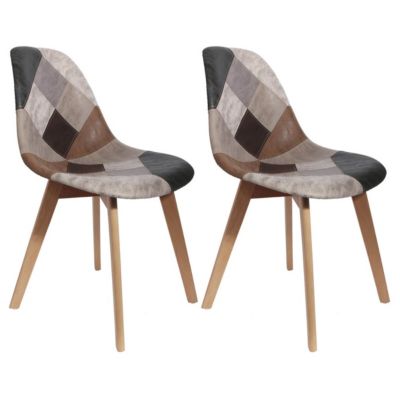 MELO - Lot de 2 Chaises Scandinaves Aspect Vieux Cuir