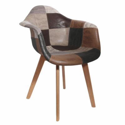 MELO - Lot de 4 Fauteuils Scandinaves Aspect Vieux Cuir