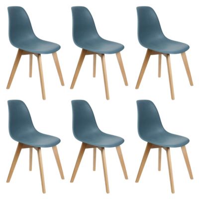 MELYA - Lot de 6 Chaises Scandinaves Bleu Canard