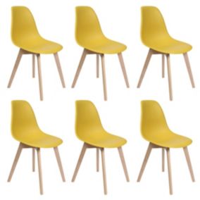 MELYA - Lot de 6 Chaises Scandinaves Jaune Moutarde