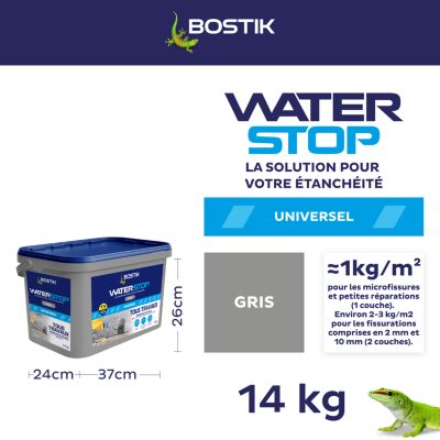 Membrane d'étanchéité Bostik WaterStop - direct sans primaire Gris 14 kg
