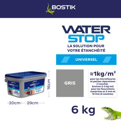 Membrane d'étanchéité Bostik Waterstop - direct sans primaire Gris 6 kg