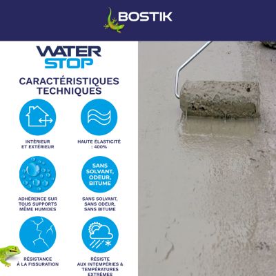 Membrane d'étanchéité Bostik Waterstop - direct sans primaire Gris 6 kg